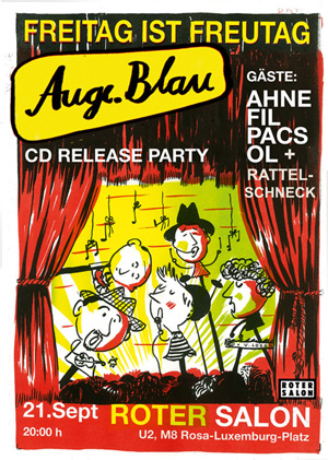 auge.blau releaseparty plakat